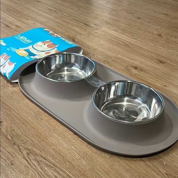 Messy Mutts Double Dog Bowl - Gray - Picture 8 of 8